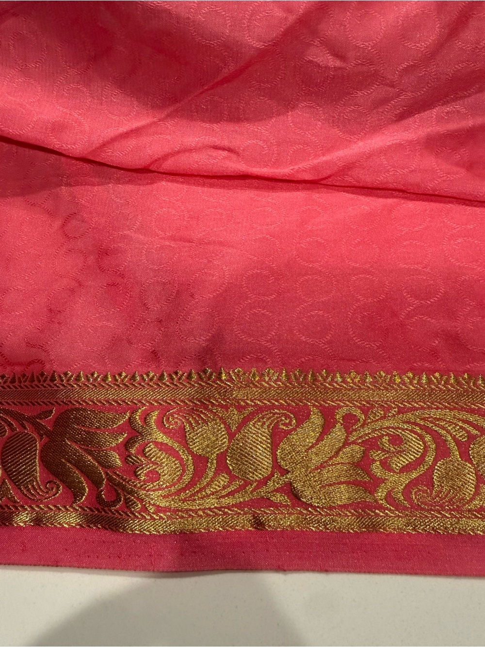 Pink Saree Border with Gold Brocade